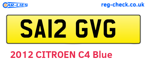 SA12GVG are the vehicle registration plates.