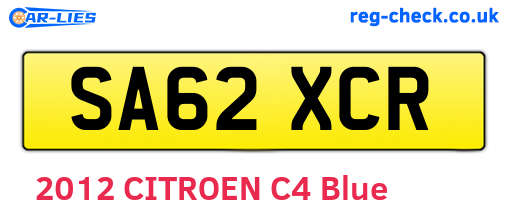 SA62XCR are the vehicle registration plates.