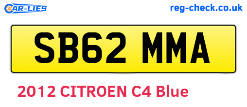 SB62MMA are the vehicle registration plates.