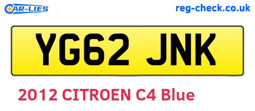 YG62JNK are the vehicle registration plates.