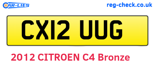CX12UUG are the vehicle registration plates.