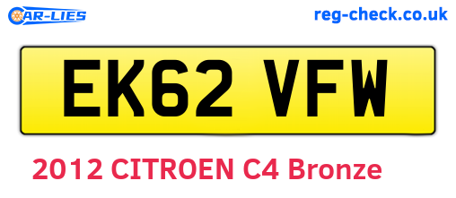 EK62VFW are the vehicle registration plates.