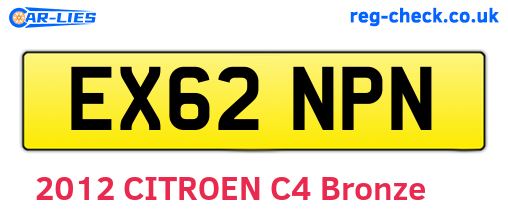 EX62NPN are the vehicle registration plates.