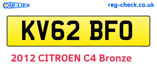 KV62BFO are the vehicle registration plates.
