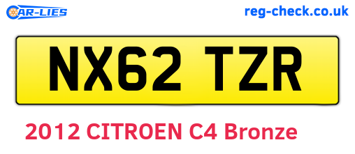 NX62TZR are the vehicle registration plates.