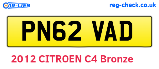 PN62VAD are the vehicle registration plates.