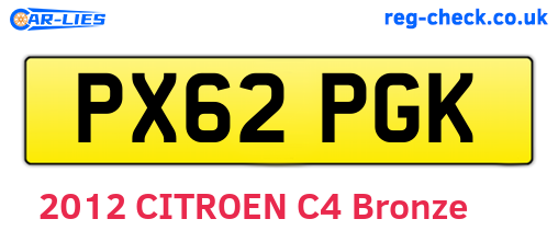 PX62PGK are the vehicle registration plates.