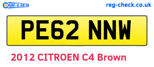 PE62NNW are the vehicle registration plates.