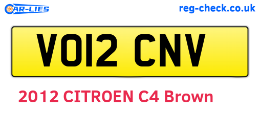 VO12CNV are the vehicle registration plates.