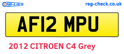 AF12MPU are the vehicle registration plates.