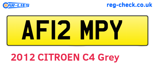 AF12MPY are the vehicle registration plates.