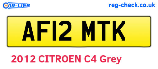AF12MTK are the vehicle registration plates.