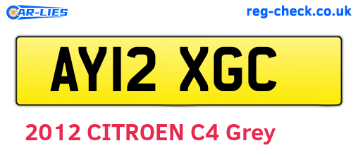 AY12XGC are the vehicle registration plates.