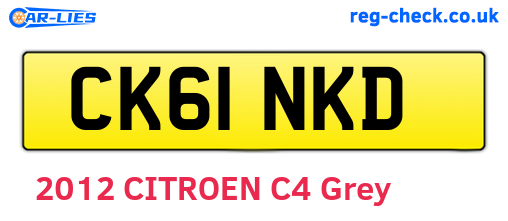 CK61NKD are the vehicle registration plates.