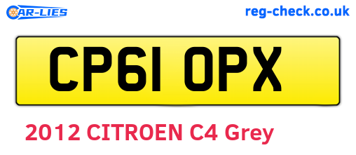 CP61OPX are the vehicle registration plates.