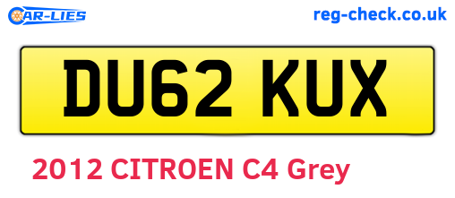DU62KUX are the vehicle registration plates.