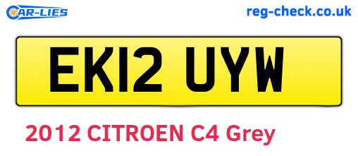 EK12UYW are the vehicle registration plates.