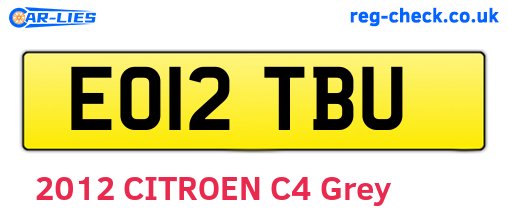 EO12TBU are the vehicle registration plates.
