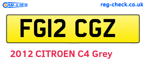 FG12CGZ are the vehicle registration plates.