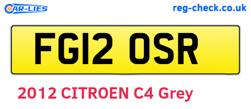 FG12OSR are the vehicle registration plates.