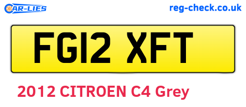 FG12XFT are the vehicle registration plates.