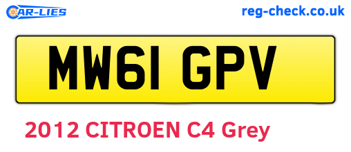 MW61GPV are the vehicle registration plates.