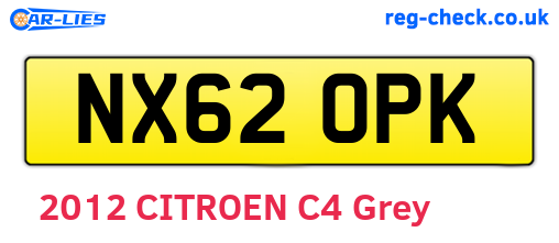 NX62OPK are the vehicle registration plates.
