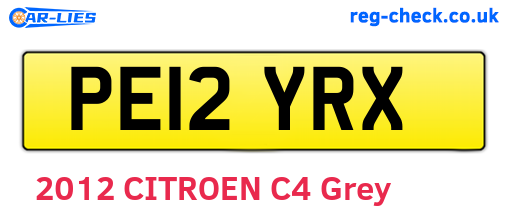 PE12YRX are the vehicle registration plates.