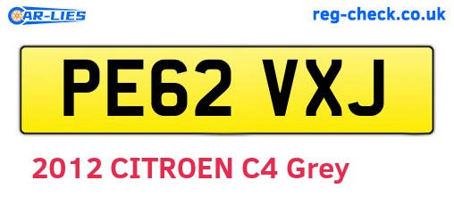 PE62VXJ are the vehicle registration plates.