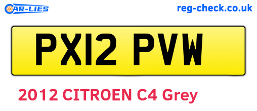 PX12PVW are the vehicle registration plates.