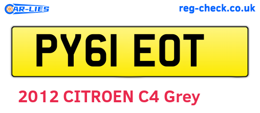 PY61EOT are the vehicle registration plates.
