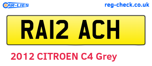 RA12ACH are the vehicle registration plates.