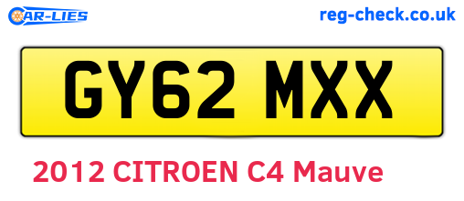 GY62MXX are the vehicle registration plates.