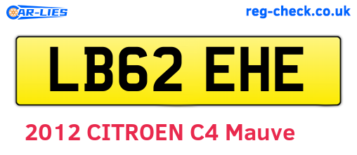 LB62EHE are the vehicle registration plates.