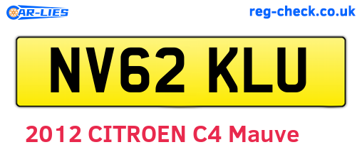 NV62KLU are the vehicle registration plates.