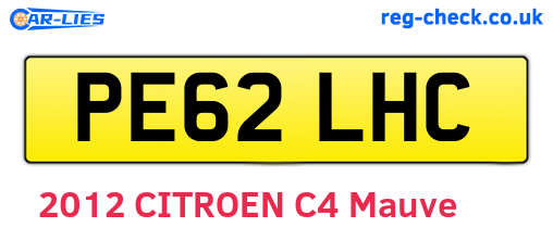 PE62LHC are the vehicle registration plates.