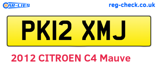 PK12XMJ are the vehicle registration plates.