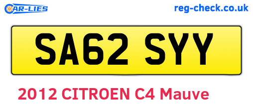 SA62SYY are the vehicle registration plates.