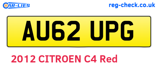 AU62UPG are the vehicle registration plates.