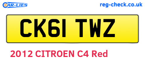 CK61TWZ are the vehicle registration plates.