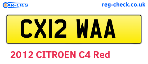 CX12WAA are the vehicle registration plates.