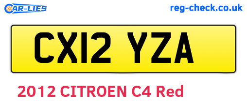 CX12YZA are the vehicle registration plates.