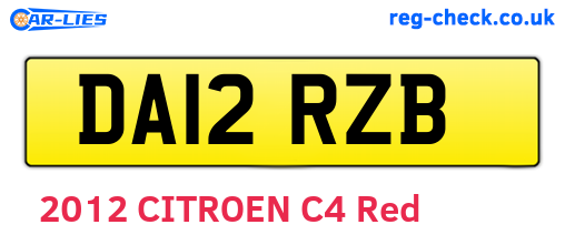 DA12RZB are the vehicle registration plates.