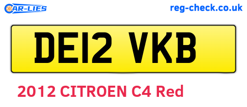DE12VKB are the vehicle registration plates.