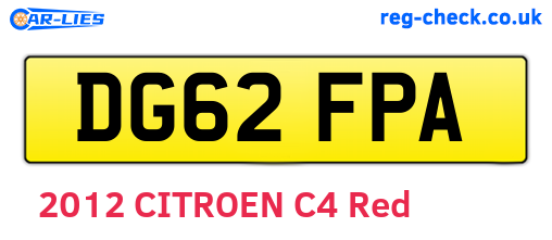 DG62FPA are the vehicle registration plates.