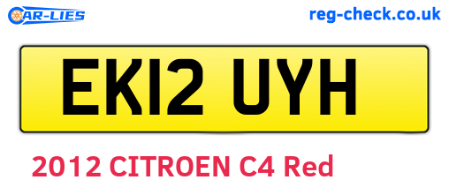 EK12UYH are the vehicle registration plates.