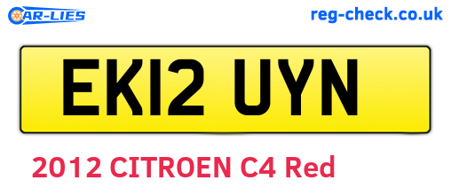 EK12UYN are the vehicle registration plates.