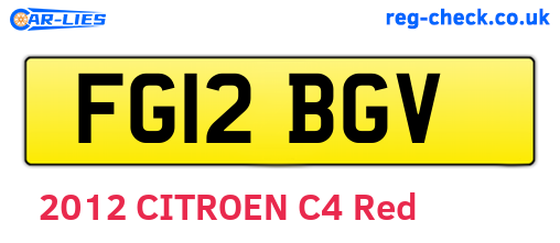 FG12BGV are the vehicle registration plates.