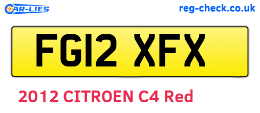 FG12XFX are the vehicle registration plates.