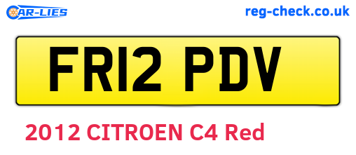 FR12PDV are the vehicle registration plates.